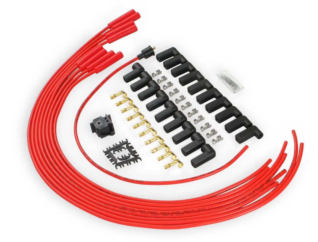 ACCEL Spark Plug Wire Set - 8mm - Universal - Red Wire with Red Straight Boots - Installation View