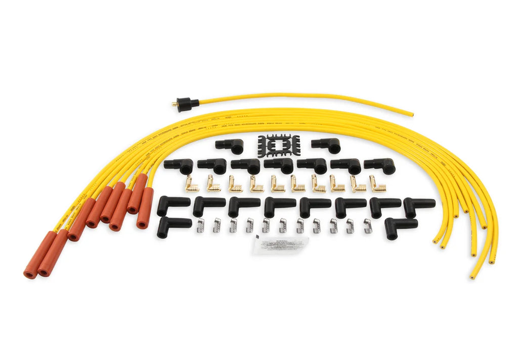 ACCEL Spark Plug Wire Set - 8mm - Yellow with Orange Straight Boots 4040 - Side View