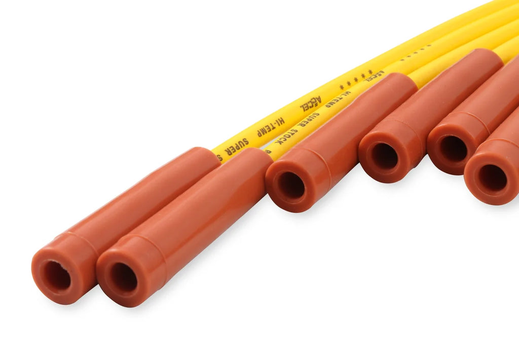 ACCEL Spark Plug Wire Set - 8mm - Yellow with Orange Straight Boots 4040 - Installation View