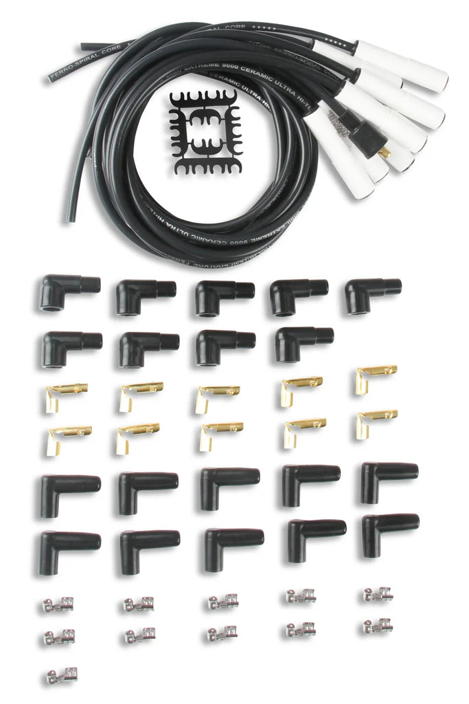 ACCEL Spark Plug Wire Set - Universal - 180 Deg White Ceramic Boots 9000C - Side View