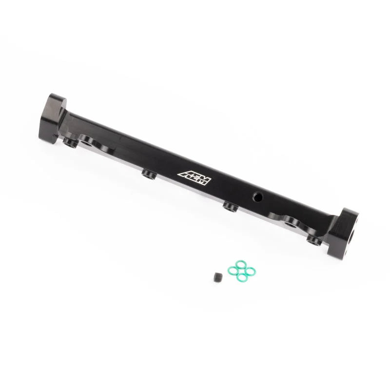 AEM 03-06 Evo 8 & 9 Black Fuel Rail - Side View