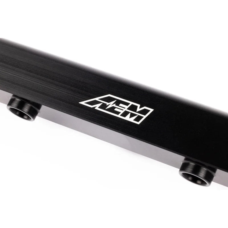 AEM 03-06 Evo 8 & 9 Black Fuel Rail - Back View