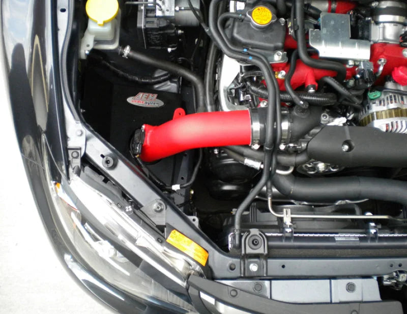 AEM 08-11 WRX/STi Wrinkle Red Cold Air Intake - Side View
