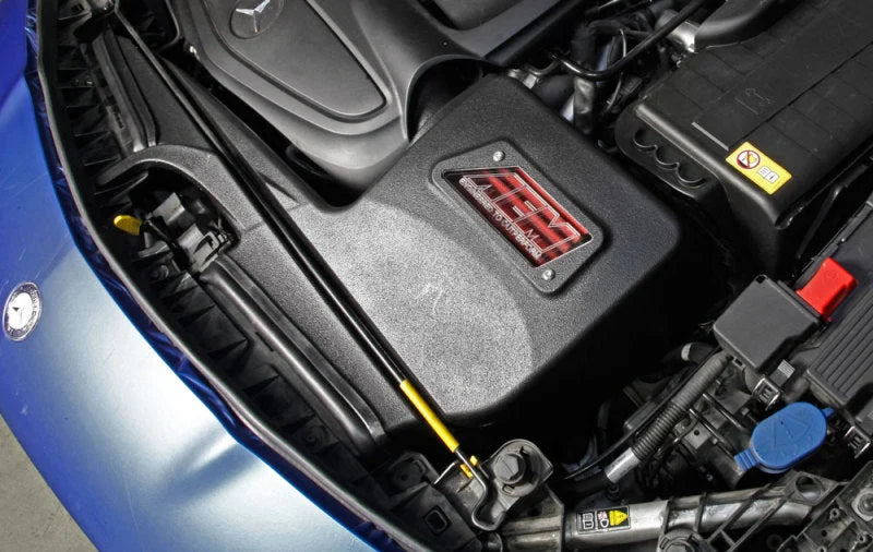 AEM 13-15 Mercedes CLA250 L4 2.5L Silver Cold Air Intake - Back View