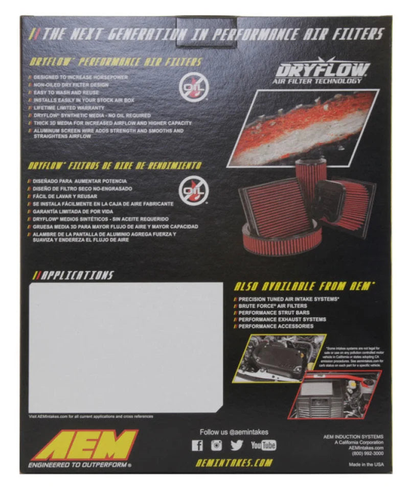 AEM 2019 Chevrolet Silverado 1500 V8-5.3L F/I DryFlow Air Filter - Additional View 10