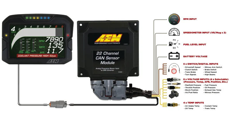 AEM 22 Channel CAN Expander Module - Side View