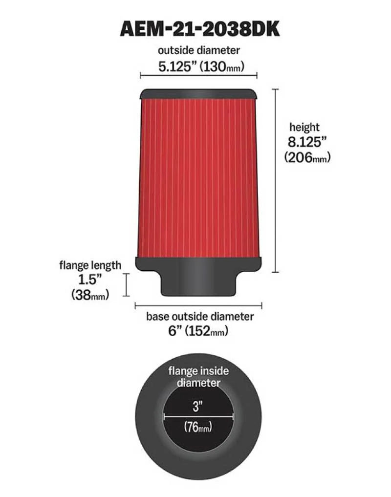 AEM 3 in Short Neck 8 in Element Filter - Additional View 11