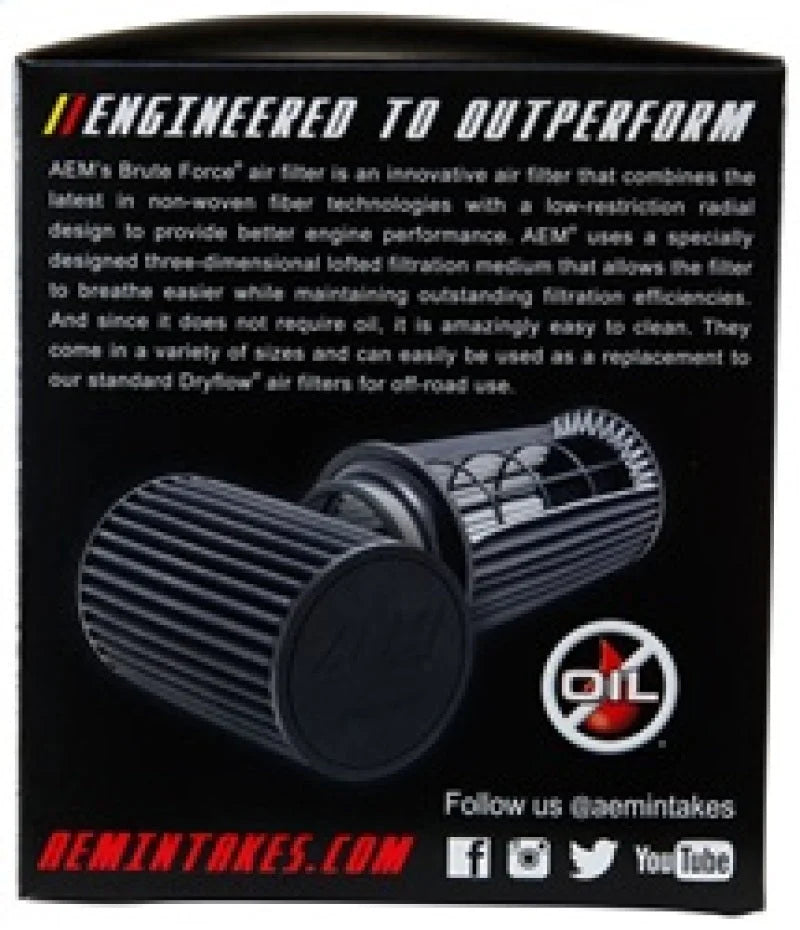AEM 3 in x 5 in Dryflow Air Filter - Back View