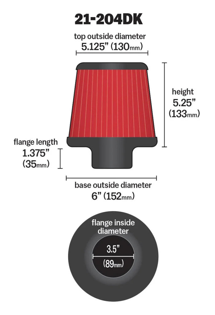 AEM 3.5 in Short Neck 5 in Element Filter - Additional View 8