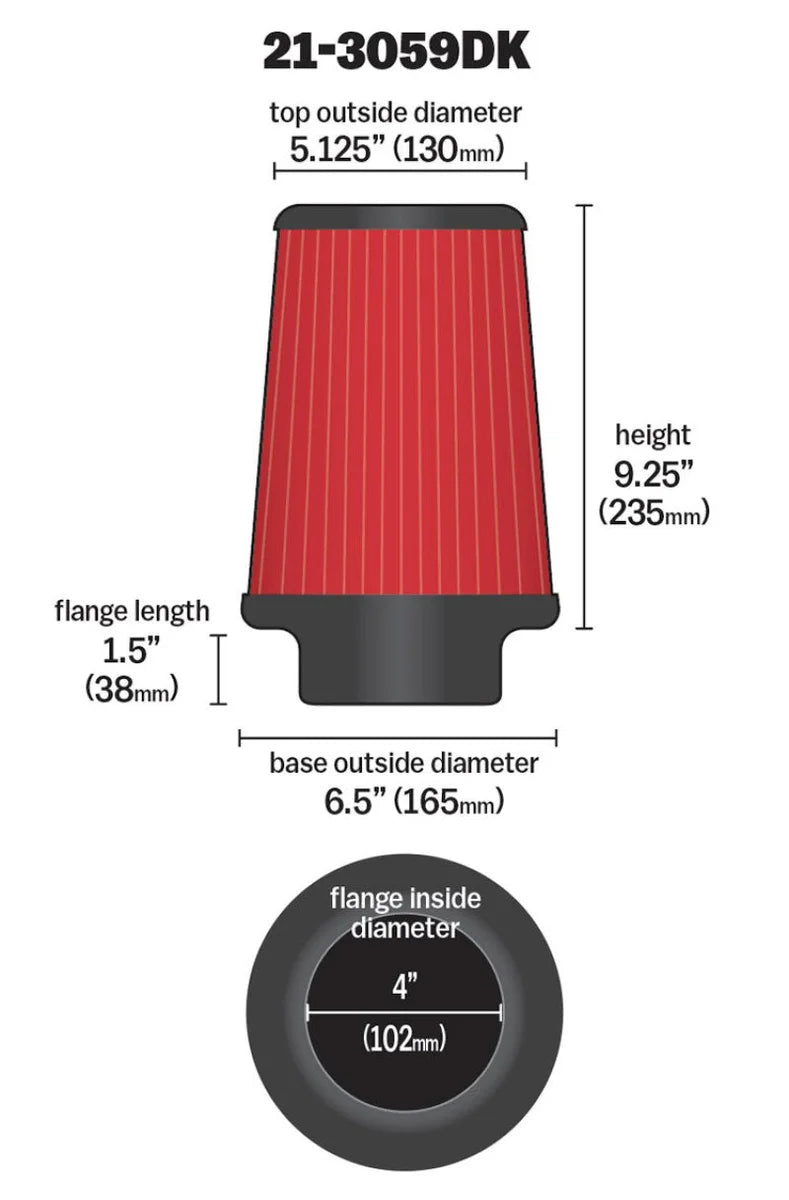 AEM 4 in x 9 in x 1 in Dryflow Element Filter - Additional View 7