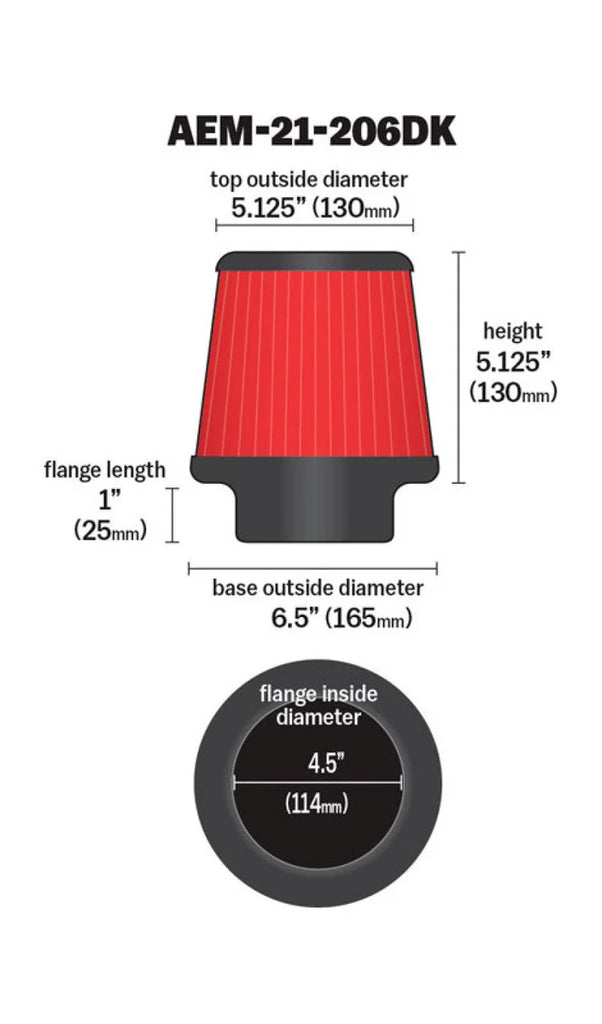 AEM 4.50 in Short Neck 5 in Element Filter - Additional View 5