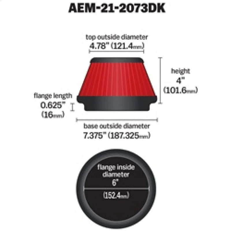 AEM 5 in x 5 in Dryflow Air Filter - Installation View