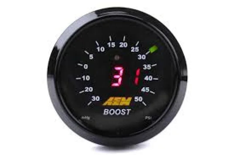 AEM 52mm Boost Digital Gauge -30-50psi - Side View