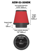 Load image into Gallery viewer, AEM 6 in x 5 in Dryflow Conical Air Filter - Side View