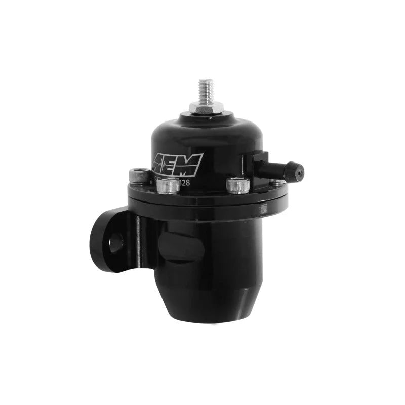 AEM 86-93 Acura / 95-98 TL / 88-91 Civic/CRX / 92-01 Prelude Black Adjustable Fuel Pressure Regulato - Side View