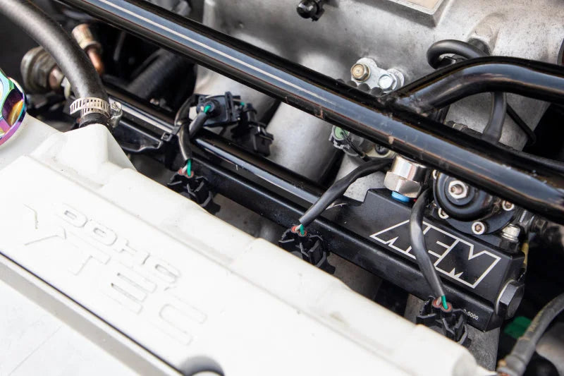 AEM 94-01 Integra Black Fuel Rail - Back View