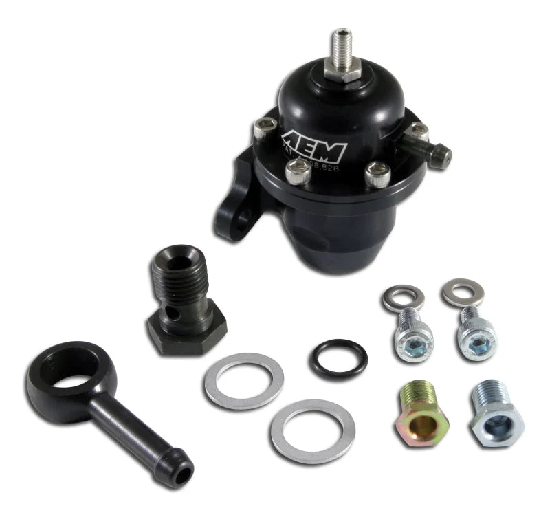 AEM 96-97 Acura CL / 94-97 Accord / 96-00 Civic Ex Black Adjustable Fuel Pressure Regulator - Main Product View
