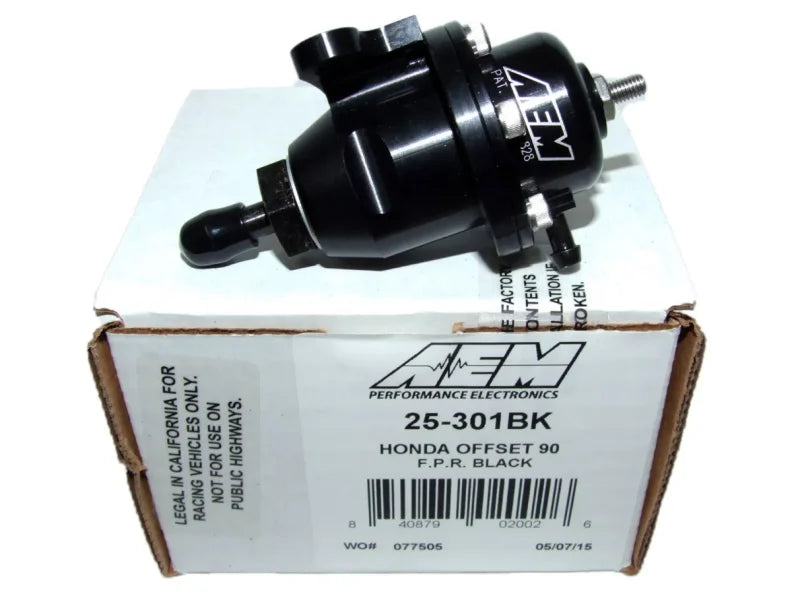AEM 98-99 Acura CL / 00-05 S2000 / 98-02 Accord / 96-00 Civic Black Adjustable Fuel Pressure Regulat - Detail View