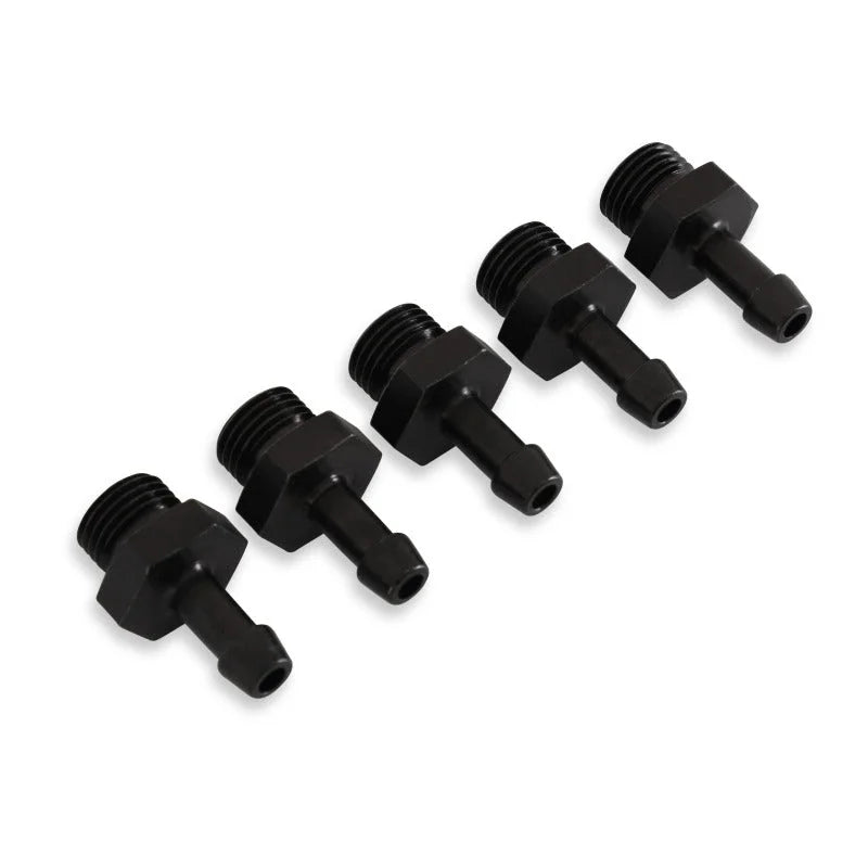 AEM Adjustable Fuel Pressure Regulator Barb Fitting -6 (9/16in-18) to 7mm - 5 Pack - Main Product View