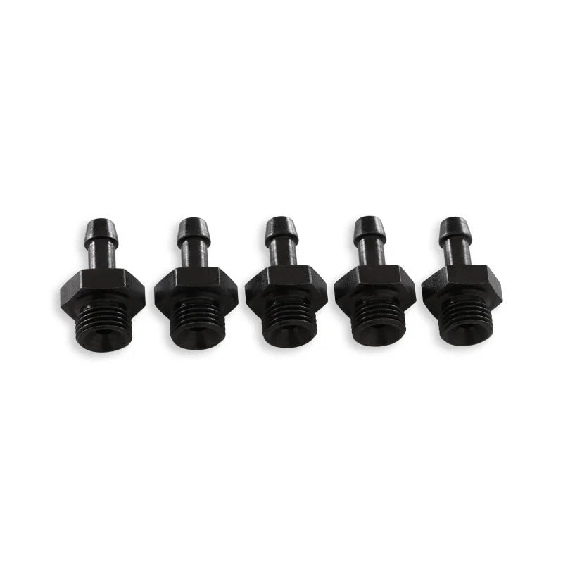 AEM Adjustable Fuel Pressure Regulator Barb Fitting -6 (9/16in-18) to 7mm - 5 Pack - Detail View