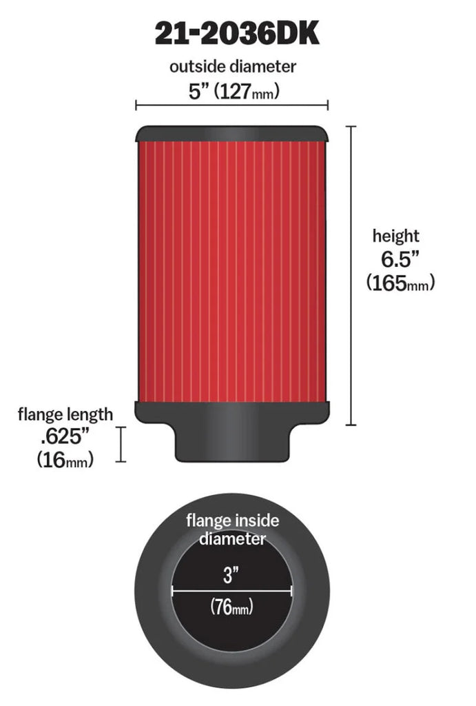 AEM Air Filter, 3inFLG/ 5inOD/ 6-1/2inH Dry Flow - Additional View 9
