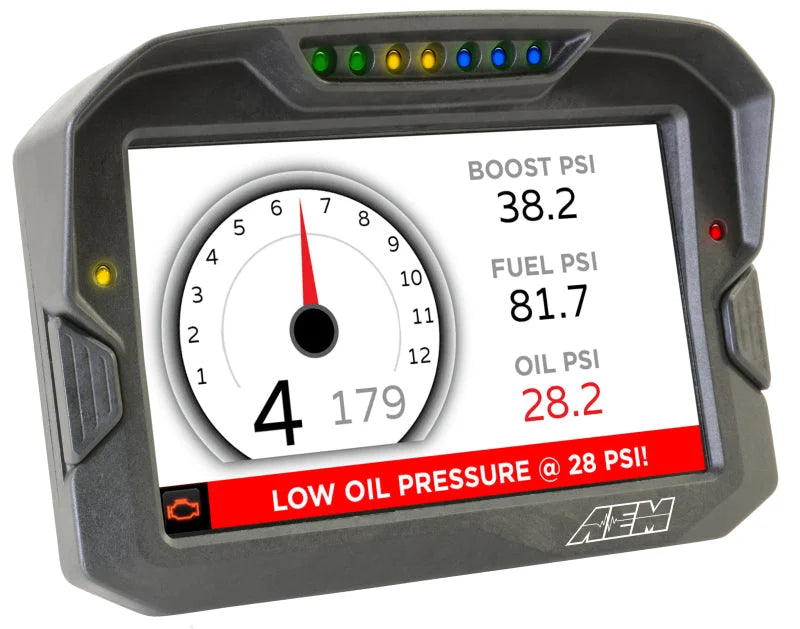AEM CD-7 Non Logging Race Dash Carbon Fiber Digital Display (CAN Input Only) - Side View