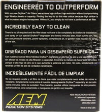 Load image into Gallery viewer, AEM Dryflow Air Filter Conical 5.5in Base OD x 4.75in Top OD x 5in Height - Installation View
