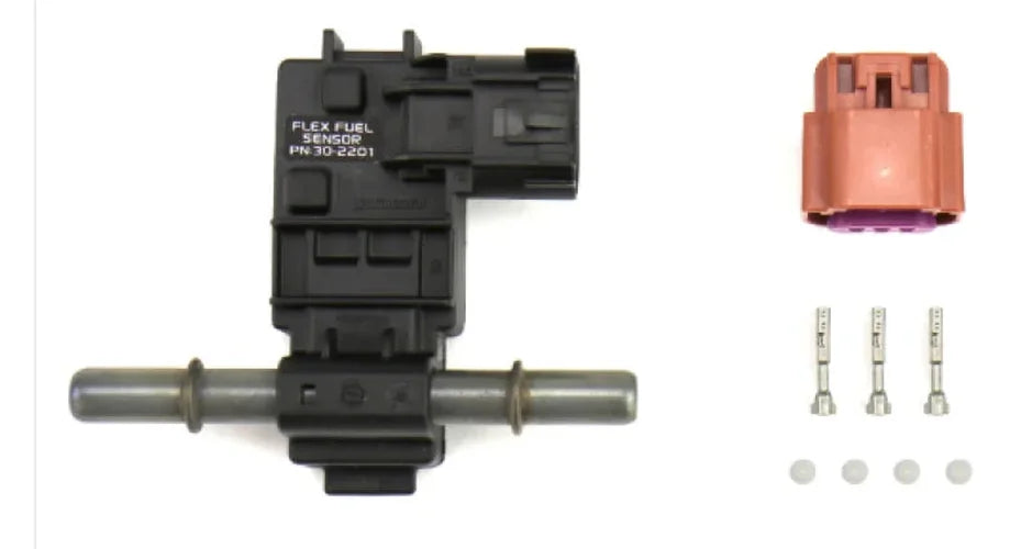 AEM Ethanol Content Flex Fuel Sensor w/ -6AN fittings Kit - Back View