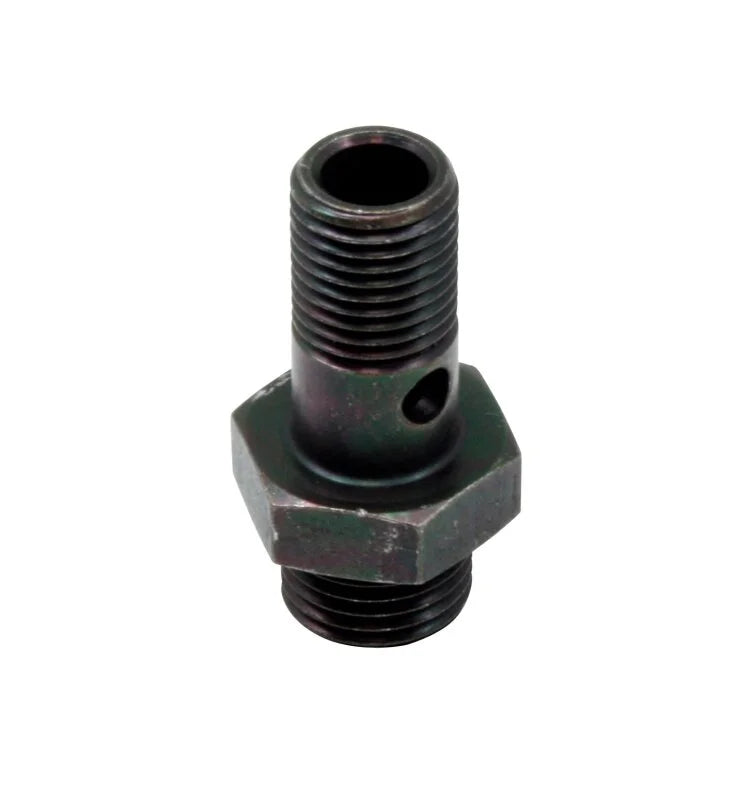 AEM High Volume Fuel Rail Banjo Fitting w/ Hole - Male -6AN ORB thread (9/16in -18) - Main Product View