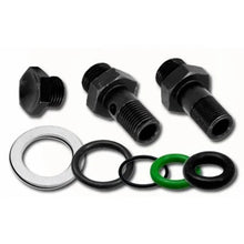 Load image into Gallery viewer, AEM High Volume Fuel Rail Banjo Fitting w/ Hole - Male -6AN ORB thread (9/16in -18) - Detail View