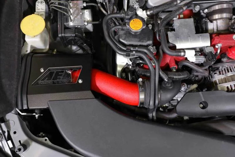 AEM Induction 2019 Subaru WRX STI 2.5L Cold Air Intake - Wrinkle Red - Back View