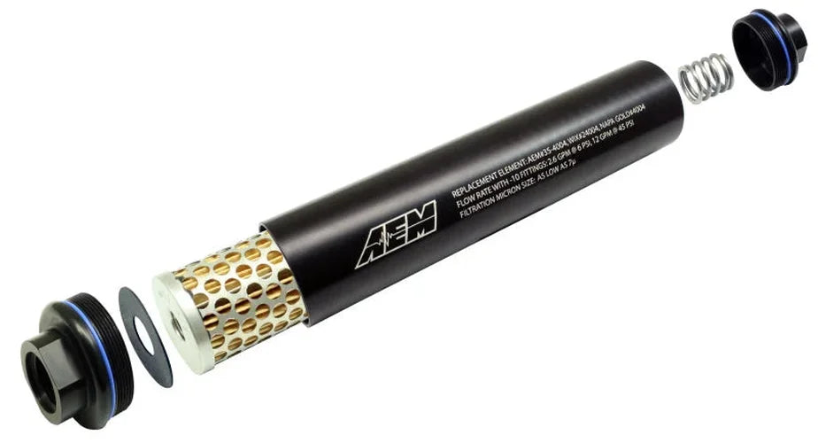 AEM Universal High Flow -10 AN Inline Black Fuel Filter - Additional View 5