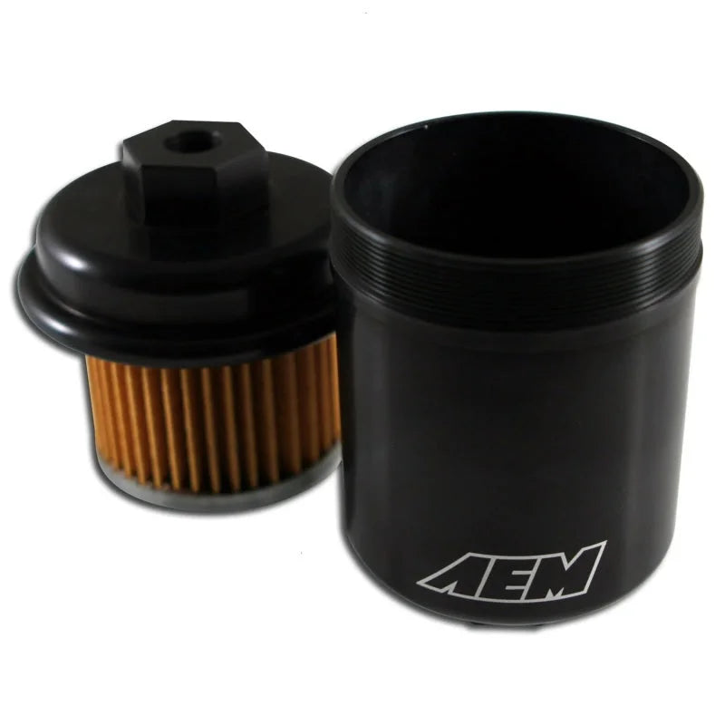 AEM Universal High Volume Fuel Filter - Side View