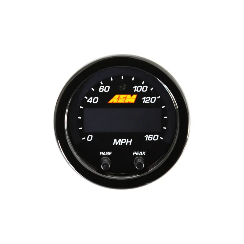 AEM X-Series 0-160 MPH Black Bezel w/ Black Face GPS Speedometer Gauge - Main Product View
