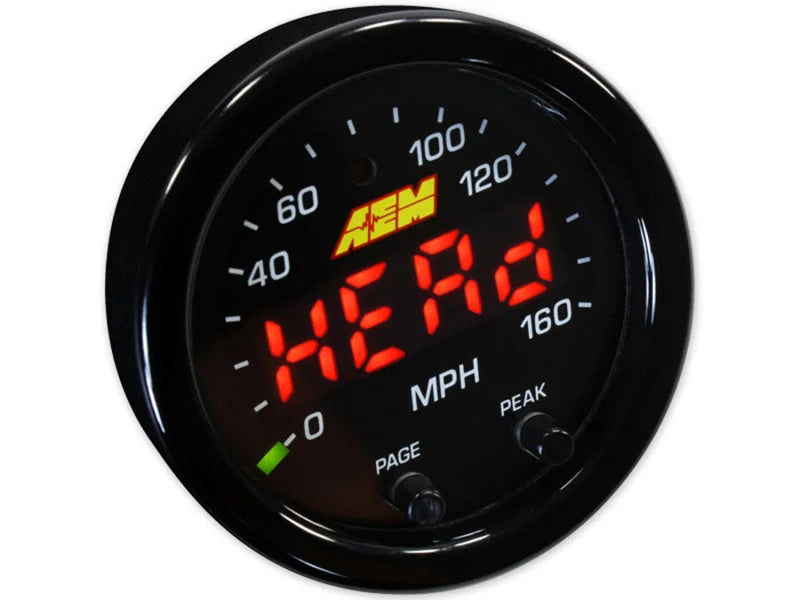 AEM X-Series 0-160 MPH Black Bezel w/ Black Face GPS Speedometer Gauge - Back View