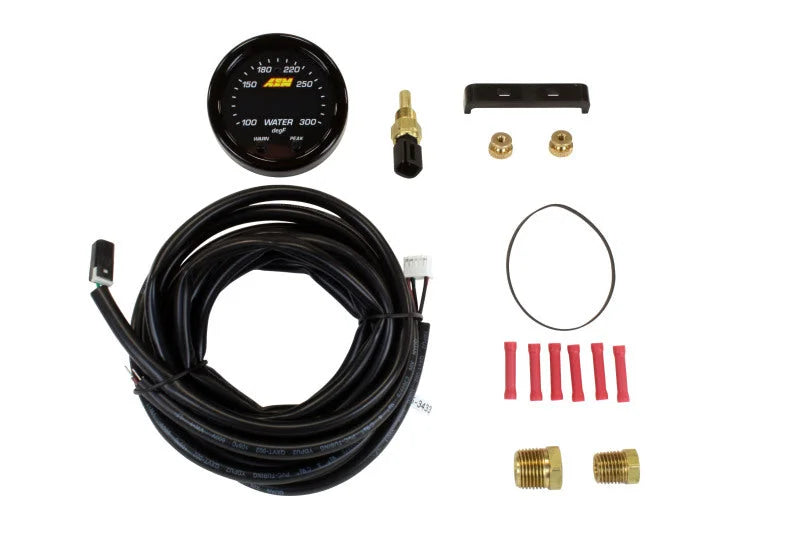 AEM X-Series Temperature 100-300F Gauge Kit (ONLY Black Bezel and Water Temp. Faceplate) - Main Product View