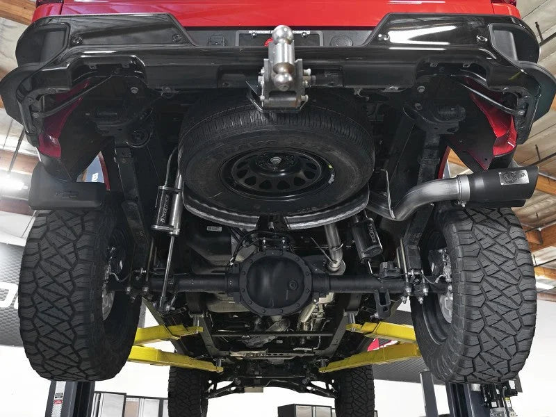AFE Apollo GT Series 19-20 GM 1500 2.7L (T) 409 SS CB Exhaust System w/Black Tip - Back View