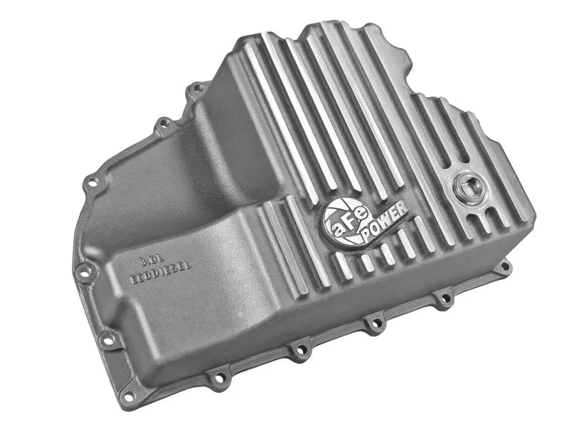 AFE Engine Oil Pan Raw; 14-16 Dodge RAM 1500 EcoDiesel 3.0L V6 (td) - Back View