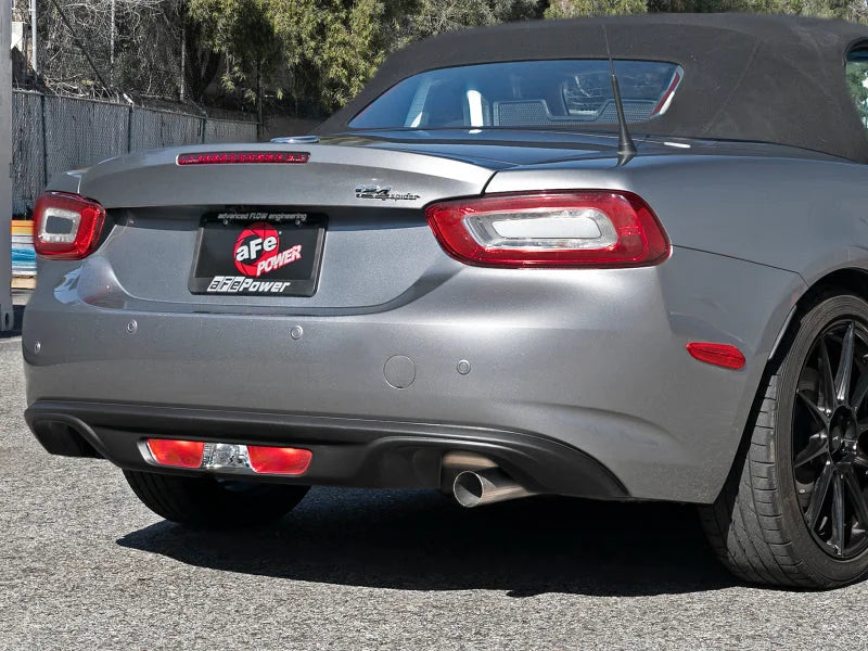 AFE FIAT 124 Spider I4-1.4L (t) Mach Force-Xp 2-1/2 In 304 Stainless Steel Axle-Back Exhaust - Back View