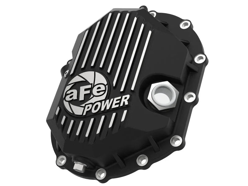 AFE Power 11-18 GM 2500-3500 AAM 9.25 Axle Front Differential Cover Black Machined Street Series - Main Product View