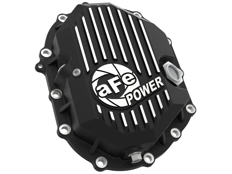 AFE Power 11-18 GM 2500-3500 AAM 9.25 Axle Front Differential Cover Black Machined Street Series - Back View