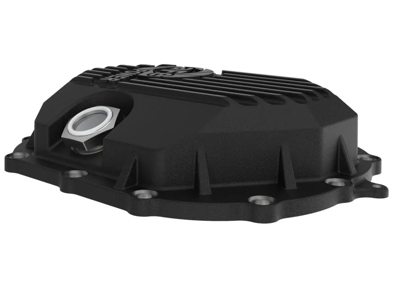 AFE Power 11-18 GM 2500-3500 AAM 9.25 Axle Front Differential Cover Black Machined Street Series - Installation View