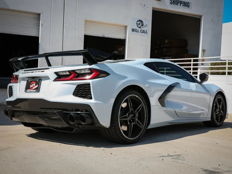 AFe MACH Force-Xp 304 Stainless Steel Cat-Back Exhaust Black 2020 Chevrolet Corvette C8 - Installation View