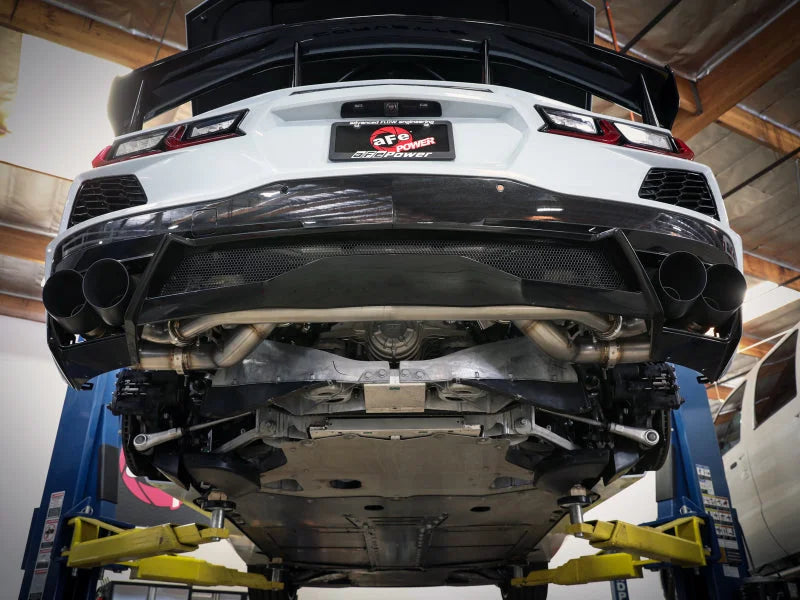 AFe MACH Force-Xp 304 Stainless Steel Cat-Back Exhaust Polished 2020 Chevrolet Corvette C8 - Side View