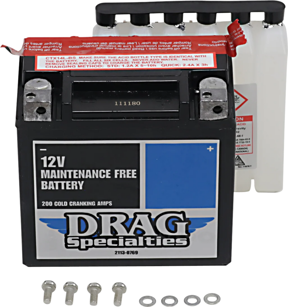 AGM Battery - YTX14LBSFT DragSpecialties CTX14L-BS FT - Main Product View