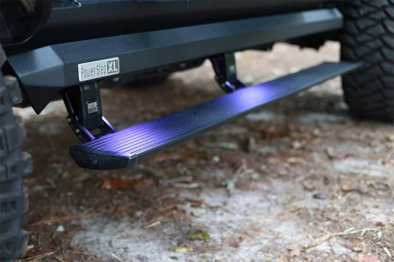 AMP Research 18-24 Jeep Wrangler JL 2DR PowerStep XL - Black (Incl OEM Style Illumination) - Back View