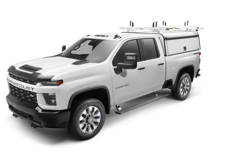 AMP Research 19-21 Chevy Silverado 1500 Crew Cab PowerStep Plug N Play - Black (w/OEM Illumination) - Back View