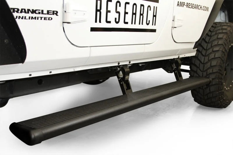 AMP Research 20-24 Jeep Gladiator (Launch/Overlnd/Rubicon/Sport) PowerStep (Incl. 4 Motors) - Black - Back View