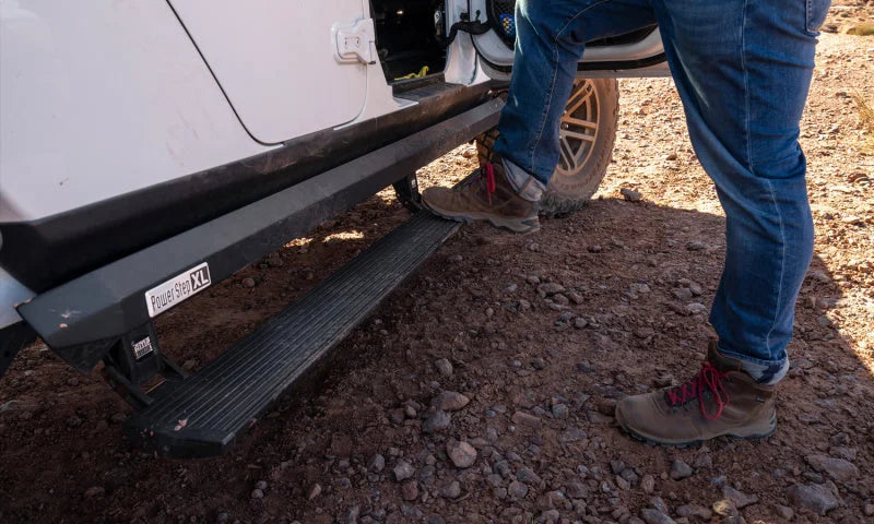 AMP Research 20-24 Jeep JT Gladiator (Launch/Overlnd/Rubicon/Sport/Sport S) PowerStep XL - Black - Back View