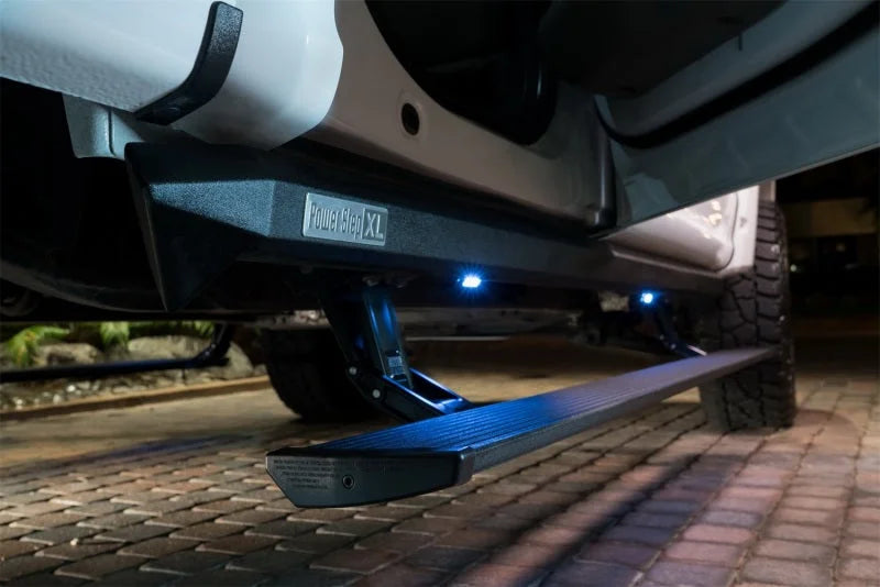 AMP Research 2007-2017 Toyota Tundra Extended Crew Cab (Plug N Play) PowerStep XL - Black - Back View